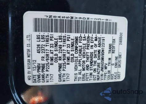 2013 Nissan Rogue Sv from USA, damaged, VIN JN8AS5MV9DW123191